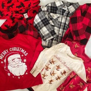 Merry Christmas - Buffalo Plaid Boys Holiday Bundle - 8 piece set